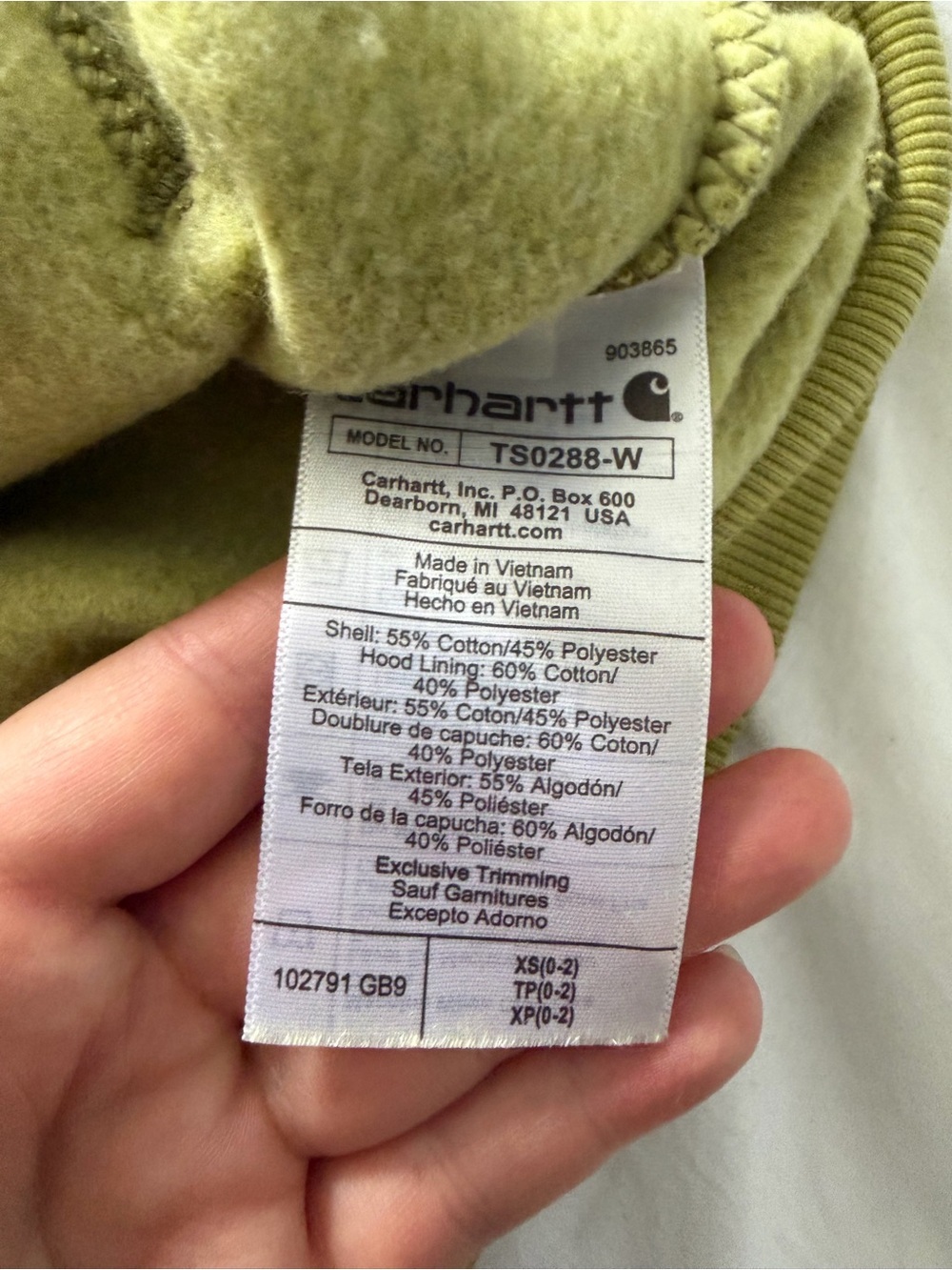 Carhartt Women's Olive Green Relaxed Fit Pullover Hoodie Logo Sleeve XS NWT - Picture 9 of 12